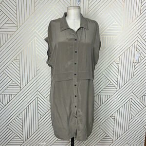 Kain Label‎ Tan Beige Silk Short Sleeve Shirtdress Size US 8